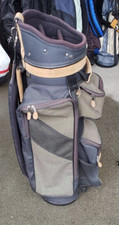 EXCELLENT BAG BOY 6 WAY CART GOLF BAG BLACK  TAN W PUTTER TUBE