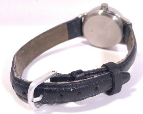Women Timex Easy Reader Watch T2n525 Indiglo Silver Case Black Face Leather Band - Picture 3 of 9