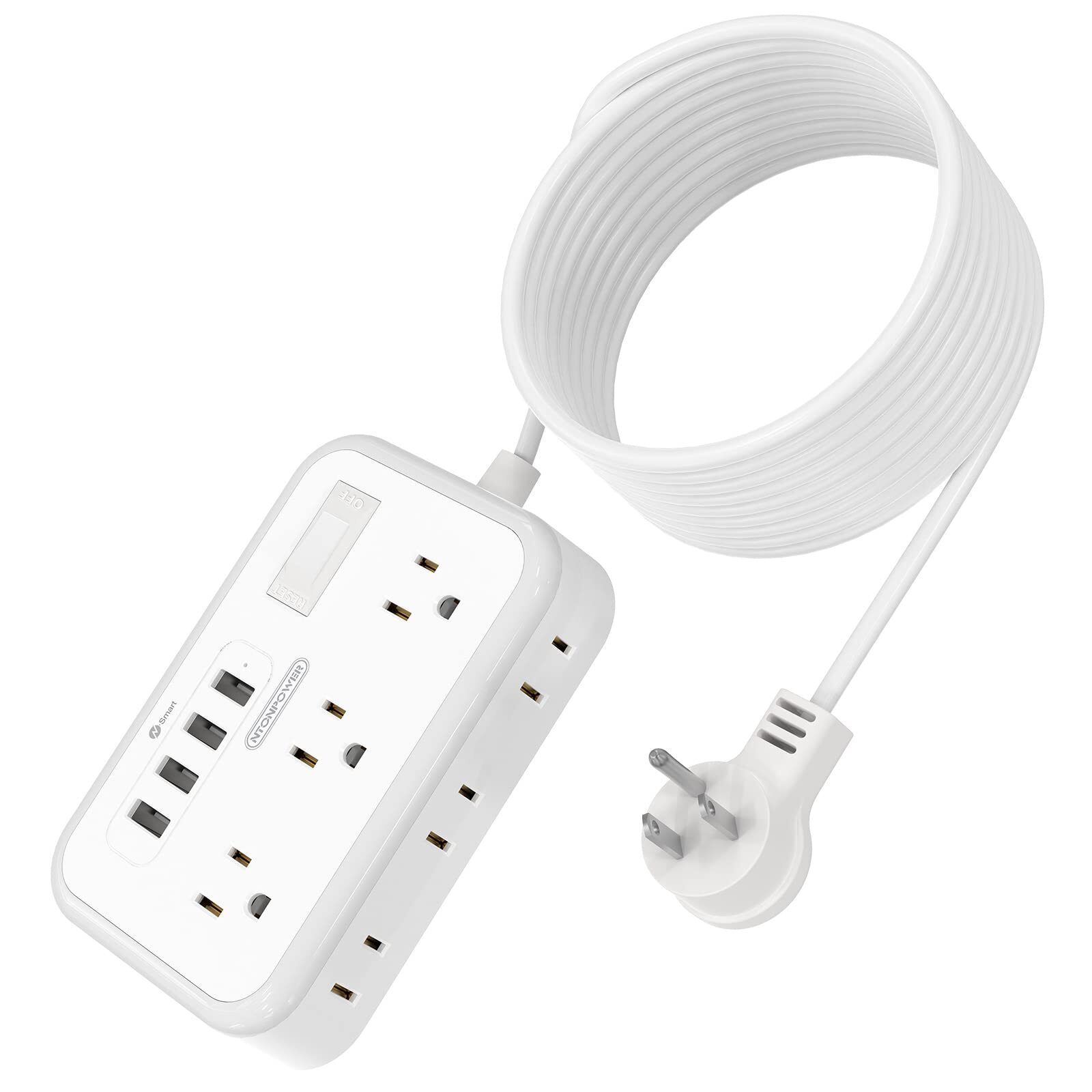 Extension Cord 15 ft, Surge Protector Power Strip with 6 Widely Outlets 4 USB...-image