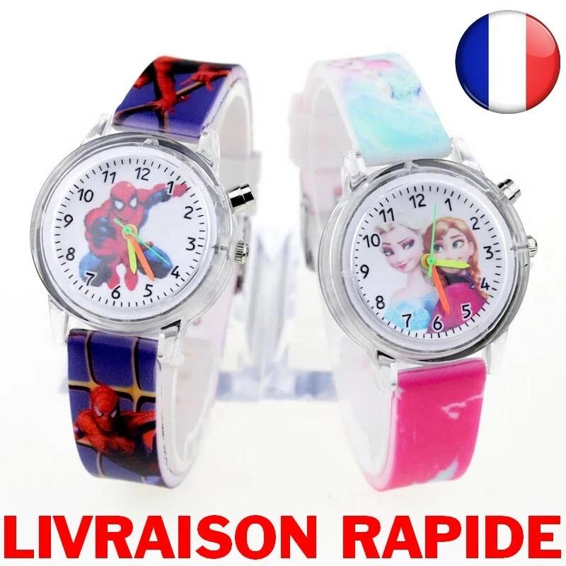 ✅ Montre LED Spiderman Reine Des Neiges Lumière Garçon Fille Enfant Idée Cadeau - Photo 2/4