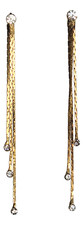 Long Dangle Tassel Earrings Pierced Jewelry Gold Chain 4" Rhinestones Crystals