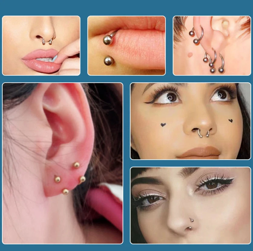 Piercing corporal 16 g anillo nariz tabique labio pezón hélice tragus acero inoxidable Foto 3 de 4