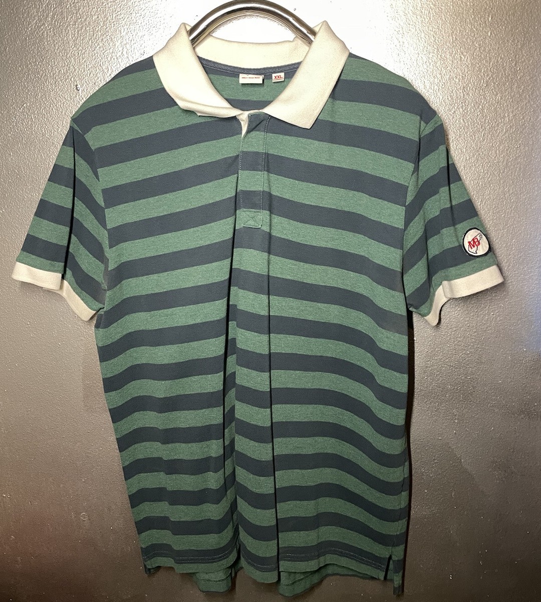 UNIQLO x Michael Bastian Polo Shirt Stripes Green Navy Blue Mens 