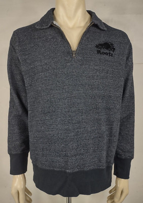 Roots Canada dark gray flocked logo mock neck pullover sweatshirt mens Medium