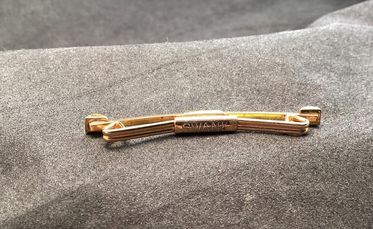 Barre de collier vintage SWANK plaqué or jaune torsadé 1-13