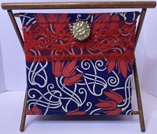 Folding Wood Wool Knitting Yarn Caddy Handmade Sewing Basket