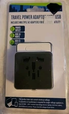 PROTEGE Travel Power Adaptor With USB Inc Multiple AC Adapters 