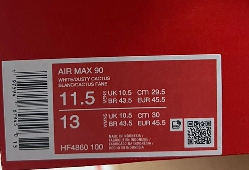 Nike Air Max 90 White Dusty Cactus HF4860-100 Men's Size 11.5 No Lid - Picture 5 of 5