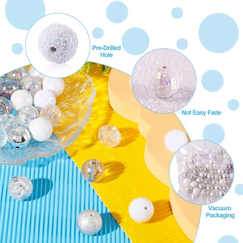 60Pcs 20mm Round Acrylic Beads 12 Styles Chunky Bubblegum Disco Ball Bead Mixed - Picture 4 of 6