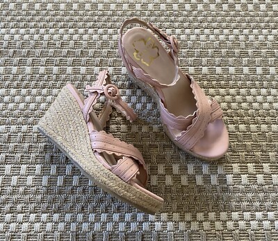TED BAKER Pinky Laser Cut Wedge Sandals in Dusky Pink | endource