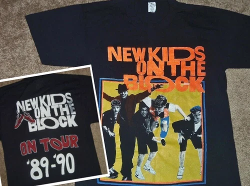 80's NEW KIDS ON THE BLOCK -90 TOUR R&B POP MUSI 1980s vintage concert t-shirt, vintage, single stitch, B+ condition