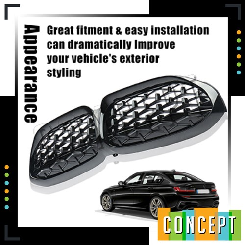 Parrilla renal delantera para BMW 3 G20 G21 2019-2022 estilo panal negra eBay