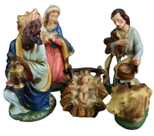 Vintage Nativity Manger LARGE JUMBO 9" Figurines Figures JAPAN Christmas 1960s