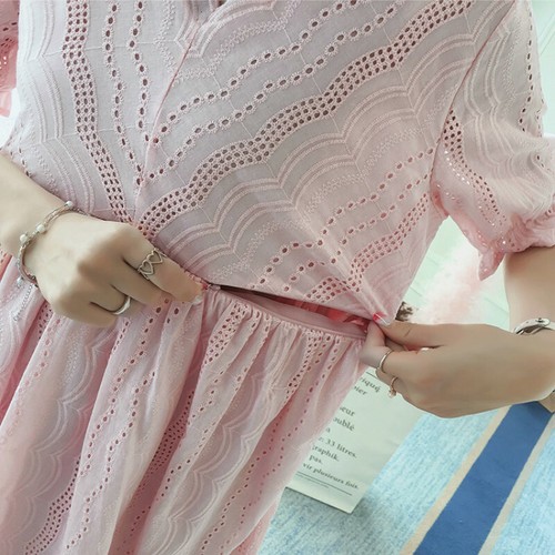 Ladies Maternity Clothes Dress Breastfeeding Lace Cotton Casual Short Sleeve New - Picture 11 of 17