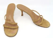 JIMMY CHOO Ladies Iridescent Gold Snakeskin Kitten Heels EU 37 1/2 US 6, 3" Heel