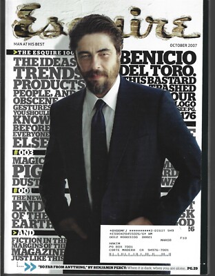 ESQUIRE MAGAZINE OCTOBER 2007 (FN) BENICIO DEL TORO