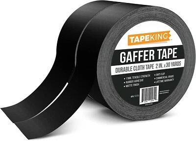TAPE KING 2 Pack Gaffers Tape - 2” W X 30 Yards per Roll (180 Ft) - Cloth Matte Black