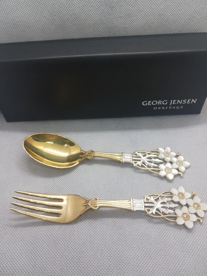 Dinamarca Plata de Ley Georg Jensen Heritage Por Ebba Holm Oro Lavado Danés Foto 2 de 4