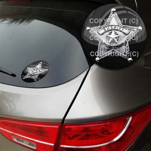 Pegatina de ventana plana personalizada 3M redonda de alta resistencia premium - insignia del sheriff B - Imagen 1 de 1