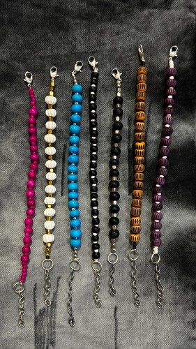 Beaded Skyblue & Pearl Charm Bracelet Buffalo Bone Fashion Stretch Girl Woman 1P - Picture 4 of 24