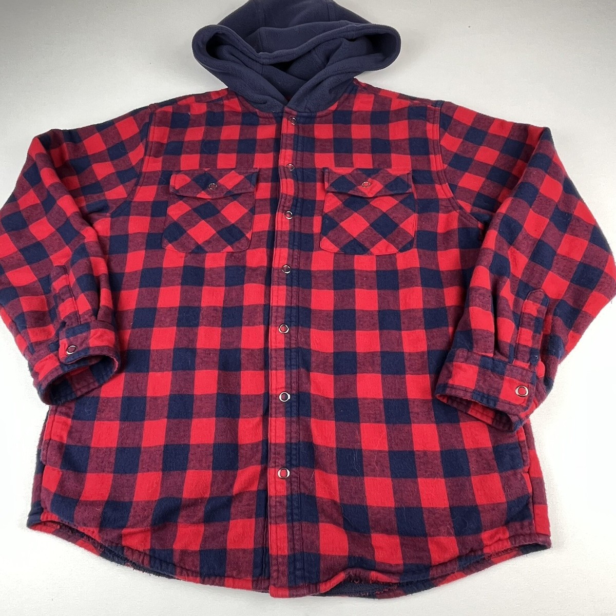 Ll Bean Fleece Lined Flannel Hooded Jacket LL Bean Flannel Hooded