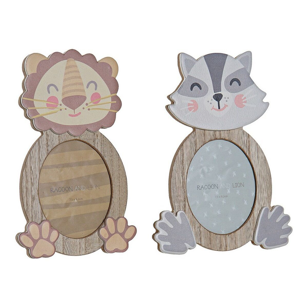 Marco De Fotos Dkd Decoración Del Hogar Animales Madera Cristal Mdf [2 Piezas] [13 X 1,5 X 18 Cm]