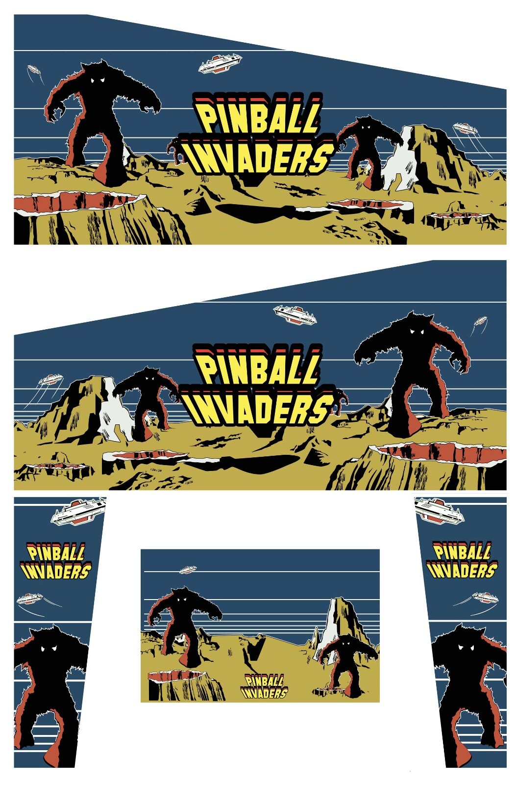 Stickers Space Invaders flipper et décoration vinyle autocollante pour habillage pincab noir