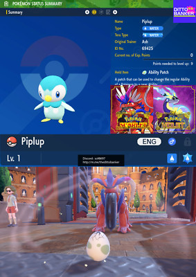Pokemon Scarlet/Violet  SHINY PIPLUP EGG 6IV/Adamant/TEAL MASK Hatch Your Own