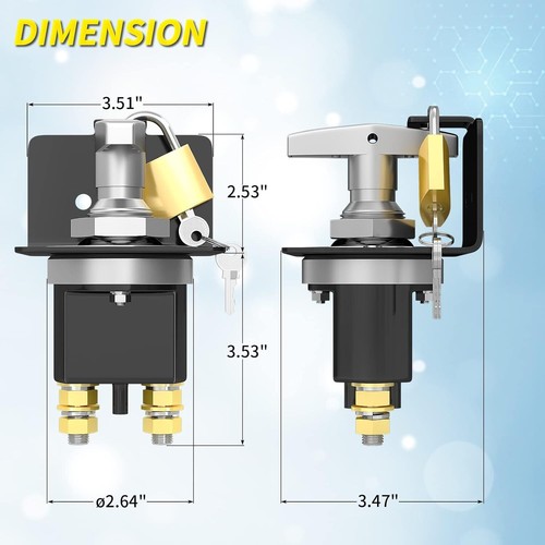 500A 12V Battery Disconnect Switch with Lockout Plate Heavy Duty Kill Switch Fix - Picture 4 of 8