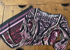 NINE WEST Nine & Co Pink Black 3/4 Sleeve V Neck A Line Dress Sz 8 G