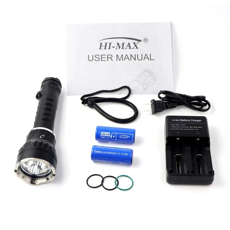 Linterna de buceo HI-MAX X7 3000 lúmenes 3 LED CREE XM-L 2 U2 - Imagen 2 de 4