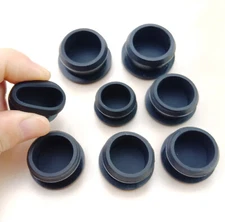 5p A=20mm Silicone Rubber Snap-on Blanking Insert Buckle Plug Bung Black End Cap