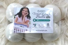 PURE White 6 PACK XL Shep's Wool Dryer Balls- Natural Laundry Softener 
