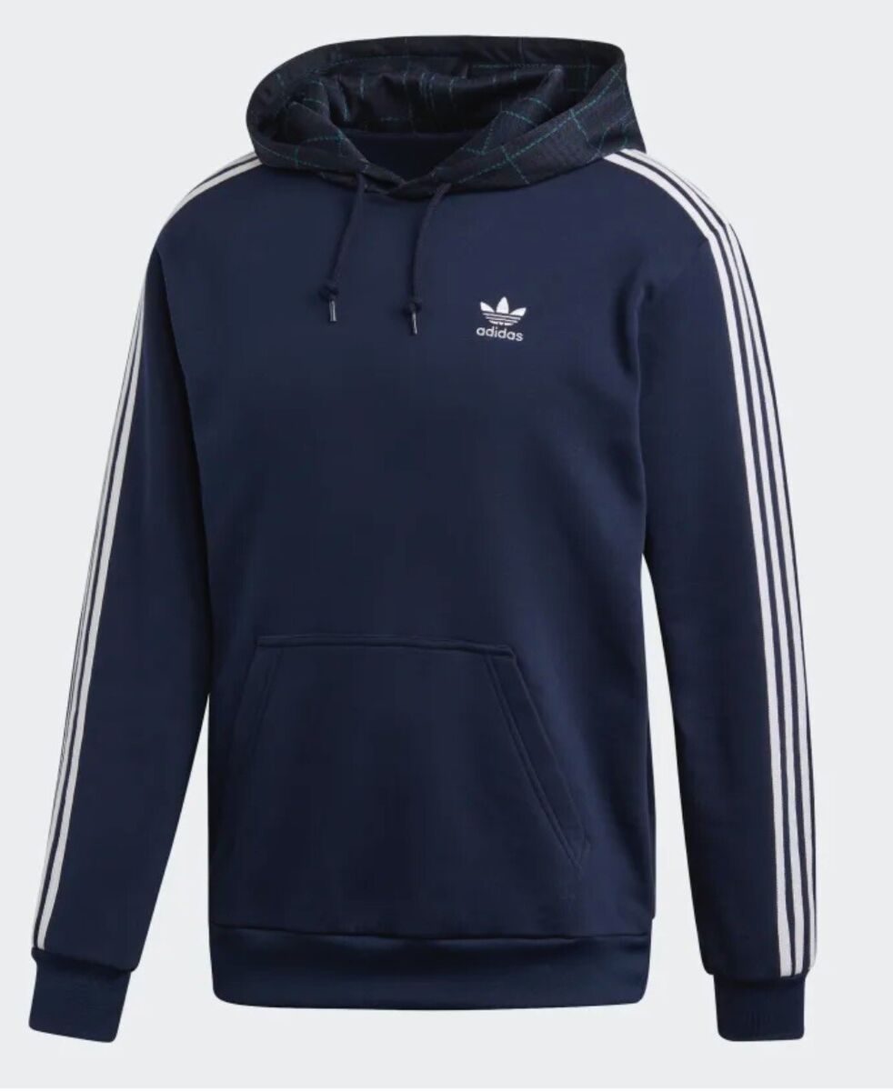 ADIDAS Originals Men's Tartan Fleece Hoodie ED7017 - Navy ADIDAS Originals Men's Tartan Fleece Hoodie ED7017 - Navy
