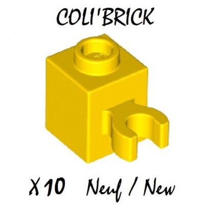 Lego 30241b - 10x Stein 1x1 mit Clip vertikal - gelb gelb gelb - 60475b NEU