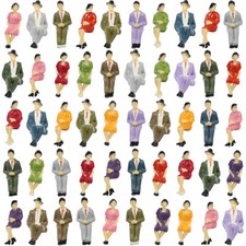48pcs Model Trains 1:30 Painted Sitting Figures G Scale Seated People P3002