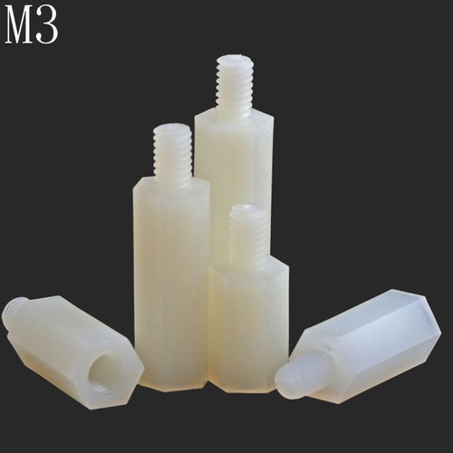 M3 3 mm weiß Stecker-Buchse Nylon Distanzstück M3 Sechskant Säule Abstandshalter Schrauben Mutter - Bild 1 von 4