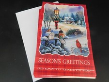 Lot of 9 UNSIGNED Christmas Cards w/ Envelopes Snow Scene Truck /Tree Cardinals