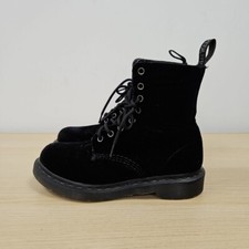 Dr Martens 1460 Page Mono Black Soft Comfy Velvet Ankle Boots Size Uk 4 Eu 37