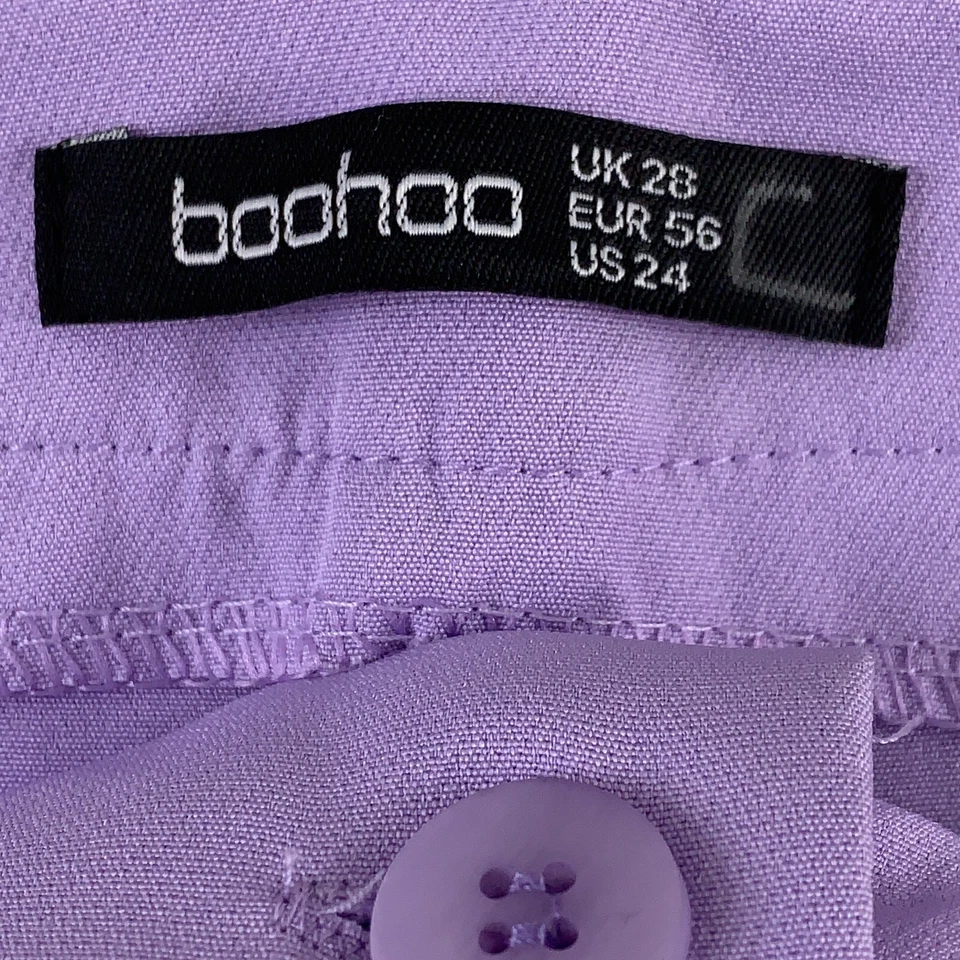 Pantalones de vestir Boohoo Plus 24 lila tiro alto frente plano pierna recta nuevos Foto 2 de 4