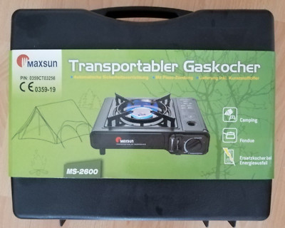 Camping Gaskocher Maxsun MS-2600 mit Kartuschen