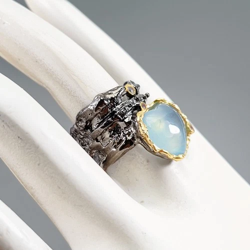 Gemstone 10 ct Natural Aquamarine Ring 925 Sterling Silver Size 7 /B-R4430 - Image 3 of 4