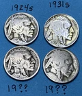 1924 s & 1931 s 19?? 19??, 4 total Buffalo Nickels - Mixed Condition