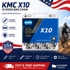10 Speed KMC X10 Bike Chain 116 Links 1/2'' x 11/128'' Bicycle Chain Silver/Bla