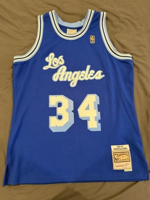 Authentic Mitchell Ness LA Lakers Throwback Shaquille O Neal Blue Jersey Men s L