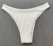 Zaful Bikini Tankini Swimsuit Bottoms Womens Size L White High Waist Ribbed Knit