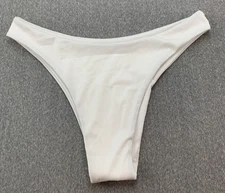 Zaful Bikini Tankini Swimsuit Bottoms Womens Size L White High Waist Ribbed Knit