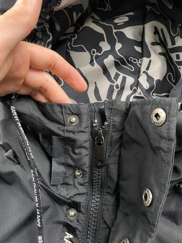 AAPE By A Bathing Ape Hooded Down Jacket Parka Men Size S Black  image 15