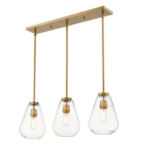 Ayra 3-Light Linear Pendant Light In Olde Brass