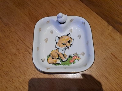 Assiette Chauffante Bébé Porcelaine de Paris Vintage - Décor Renard Avec Bouchon - Photo 1/4